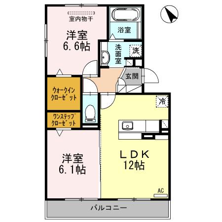 ドルチェビータ(2LDK/2階)の間取り写真
