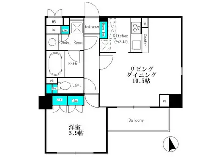 コートリヴィエール東六郷(1LDK/2階)の間取り写真