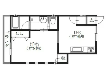 パインフィールド(1DK/1階)の間取り写真