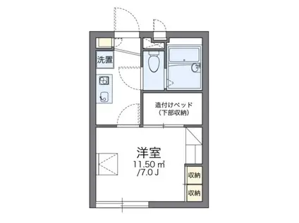 レオパレスグリーンガーデン町屋(1K/2階)の間取り写真
