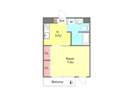 カルディア・クレスト(1K/3階)の間取り写真