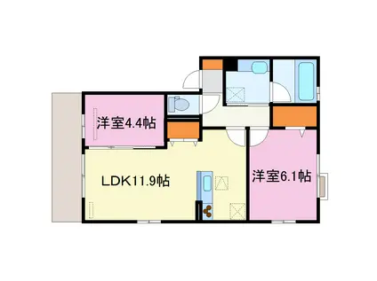 クリア稲荷(2LDK/1階)の間取り写真