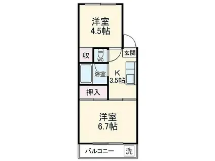 陽光台ハイツ(2K/2階)の間取り写真
