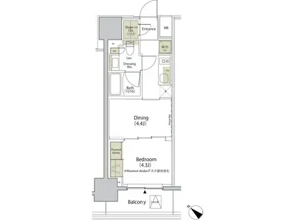 ザ・パークハビオ江古田(1DK/9階)の間取り写真