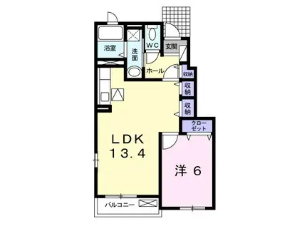 ラ・リヴィア(1LDK/1階)の間取り写真