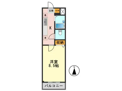 エスポワール高木II(1K/2階)の間取り写真