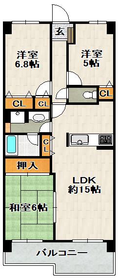 ラ・ビスタ宝塚エスティオⅡ番館(3LDK/11階)の間取り写真