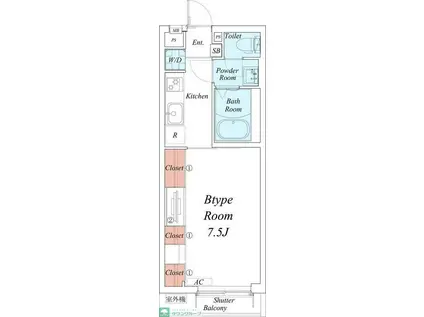 リブリ・フローレス参番館(1K/3階)の間取り写真