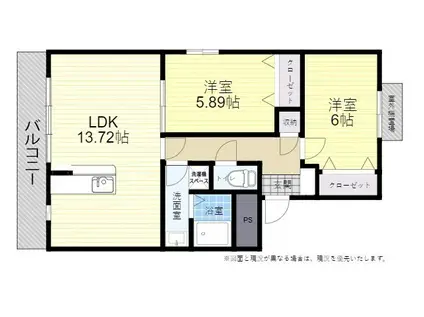 SCHIEDAM錦町(2LDK/1階)の間取り写真