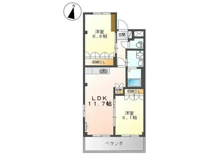 カンパ―ニュハウス ヒロ(2LDK/2階)の間取り写真