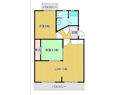 レジデンスひまわり(2LDK/1階)の間取り写真