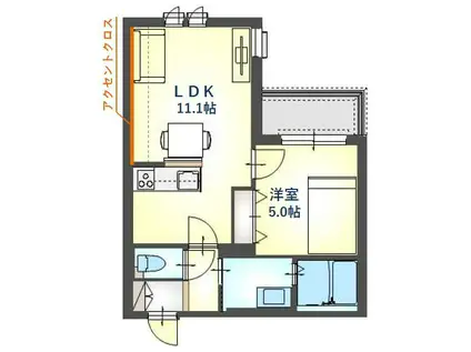 STEP西宮(1LDK/1階)の間取り写真