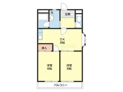 ラ・プラージュ松江中(2DK/2階)の間取り写真