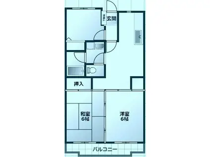 エバーグリーン梶ヶ谷(3DK/2階)の間取り写真