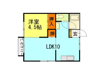 ソレイユ西泉(1LDK/2階)の間取り写真