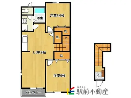 EXCEL ROSE B棟(2LDK/2階)の間取り写真