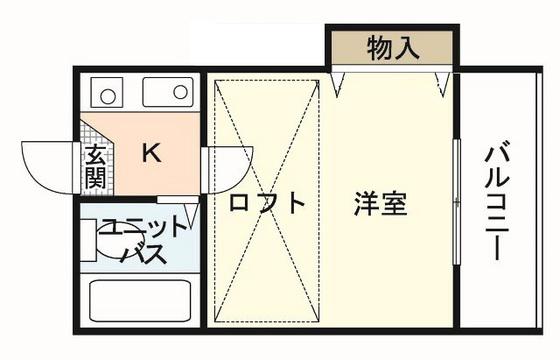 クレスト住吉A棟(1K/2階)の間取り写真