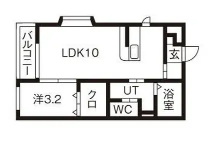 プレステージ小原田(1LDK/1階)の間取り写真