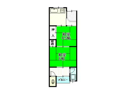 泉ハウス(2DK/2階)の間取り写真
