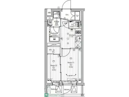 PREMIUM CUBE 世田谷(2K/1階)の間取り写真