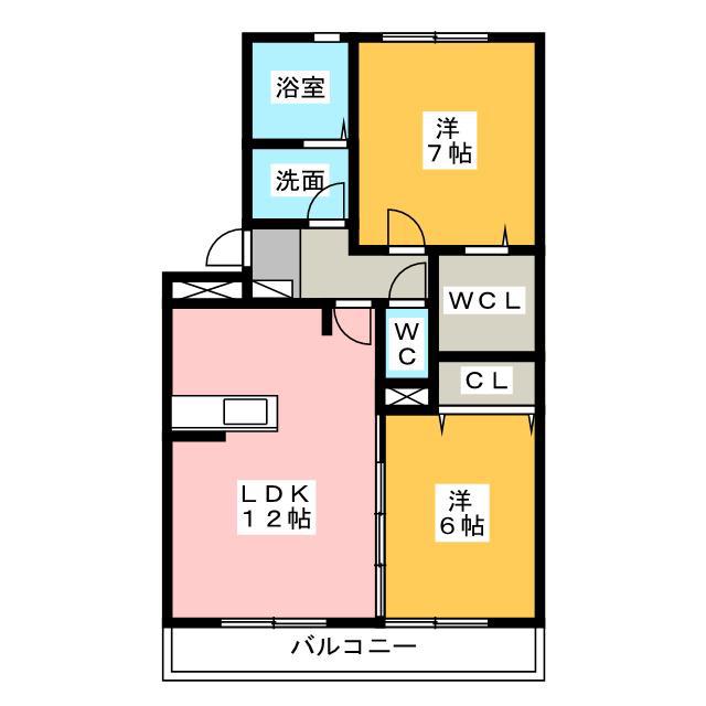 セジュール坪の内(2LDK/1階)の間取り写真