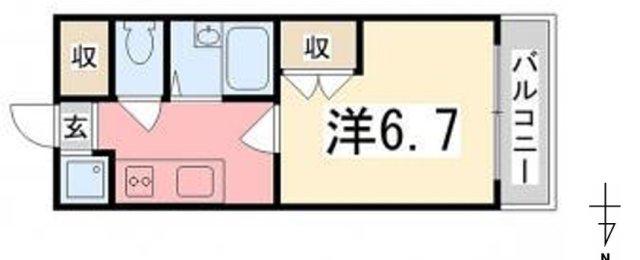 ジュネス城北新町III(1K/2階)の間取り写真