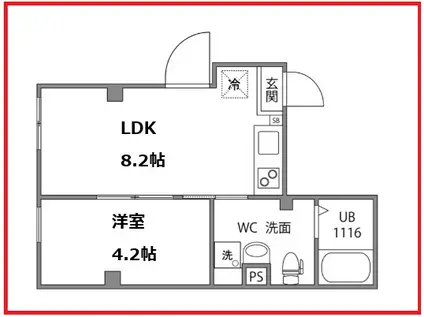 ヴァリエタケノツカ(1LDK/4階)の間取り写真