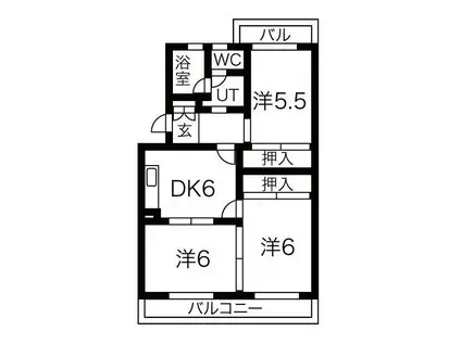 第2ハイツ昌(3DK/1階)の間取り写真