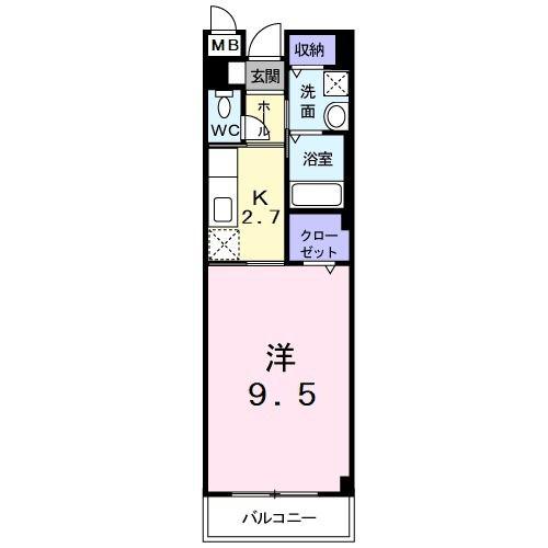 アルドール(1K/2階)の間取り写真