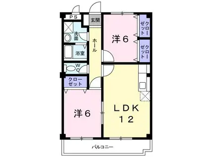 シャンブル21(2LDK/2階)の間取り写真
