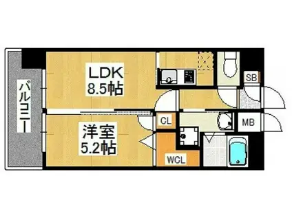 イルマーレ博多(1LDK/2階)の間取り写真