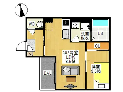 REGALEST 神田町III(1LDK/3階)の間取り写真