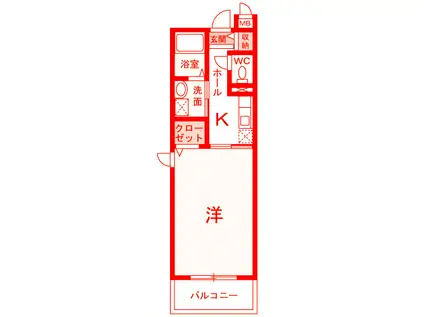 アイビーガーデン鵠沼(1K/2階)の間取り写真