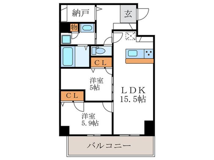 PADMA烏丸御池(2LDK/7階)の間取り写真