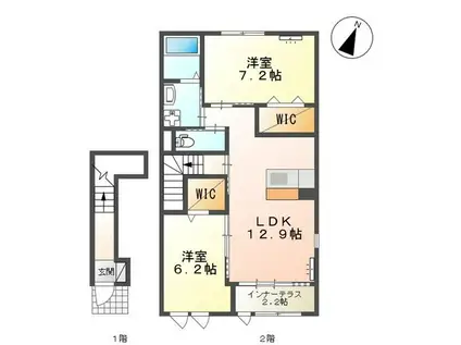 ベル アーブル(2LDK/2階)の間取り写真