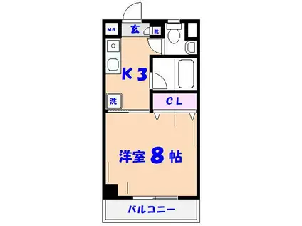 ケーエスビル(1K/3階)の間取り写真