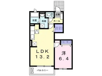 グランヴェル(1LDK/1階)の間取り写真