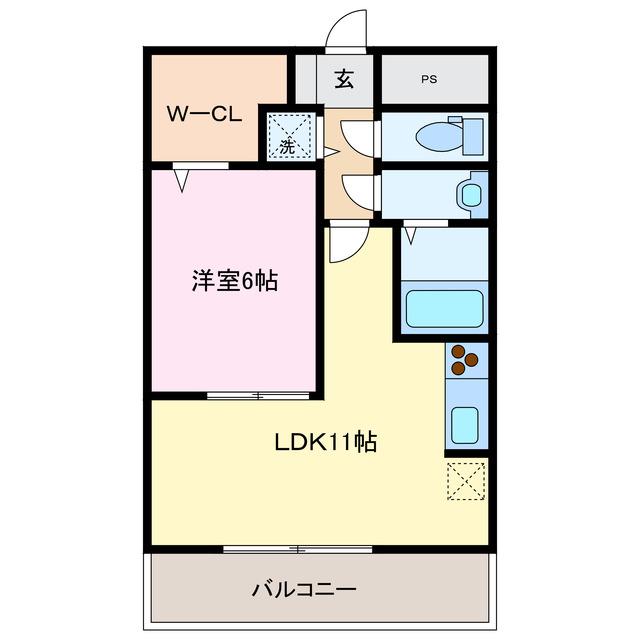 ウッドベルスクエアB棟(1LDK/3階)の間取り写真