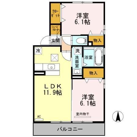 メゾン・ド・ラ・フェルテ(2LDK/1階)の間取り写真