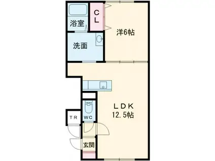  ミモレット(1LDK/1階)の間取り写真