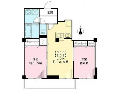 カーサ・ファミリオ(2LDK/3階)の間取り写真