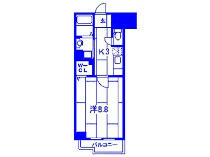 ルミエール横浜(1K/6階)の間取り写真