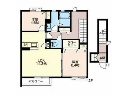 シャーメゾン幸町 S(2LDK/2階)の間取り写真