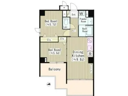 コーボック桜ヶ丘(2DK/2階)の間取り写真