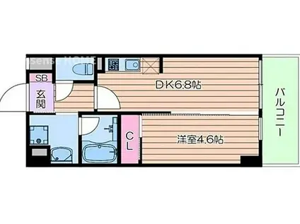 アドラブール・KIKI(1DK/6階)の間取り写真