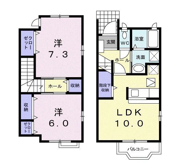 スプリング ハウス(2LDK/1階)の間取り写真