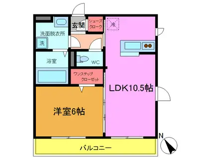 アクシス藤(1LDK/2階)の間取り写真