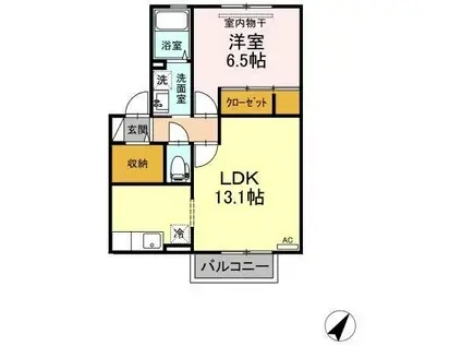 ショーカル A棟(1LDK/2階)の間取り写真