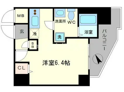 プレサンス難波イーストモダニティ(1K/15階)の間取り写真