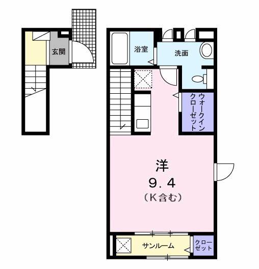 グレイス鶴里(ワンルーム/2階)の間取り写真